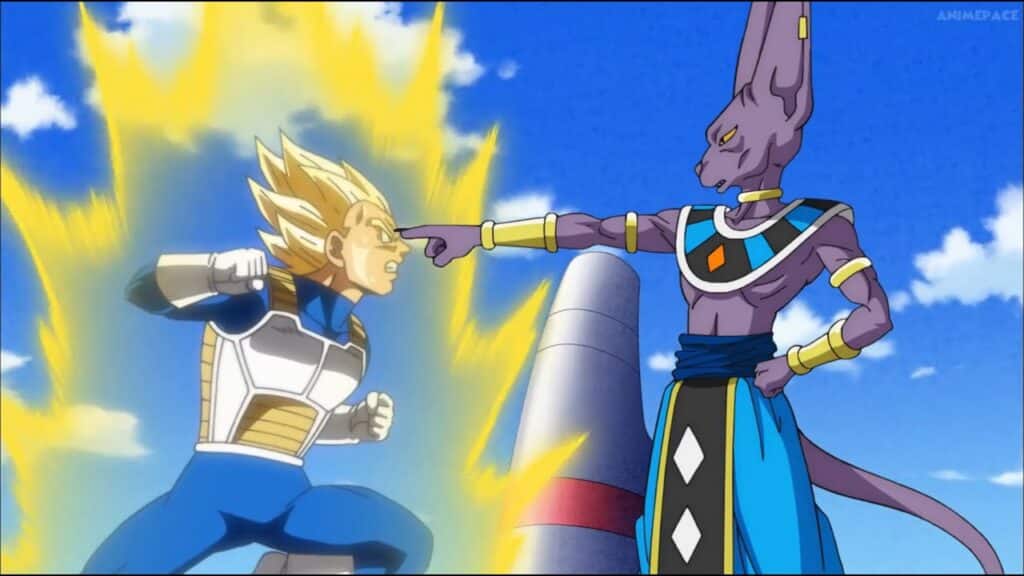 Beerus vs vegeta dragon ball super combat