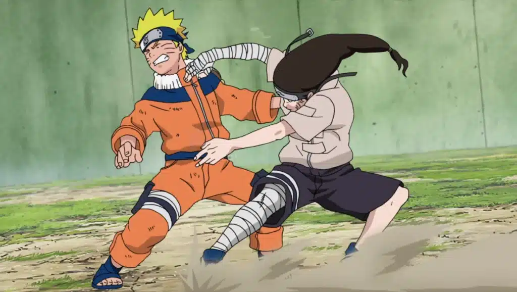 neji hyuga versus naruto chunin examen