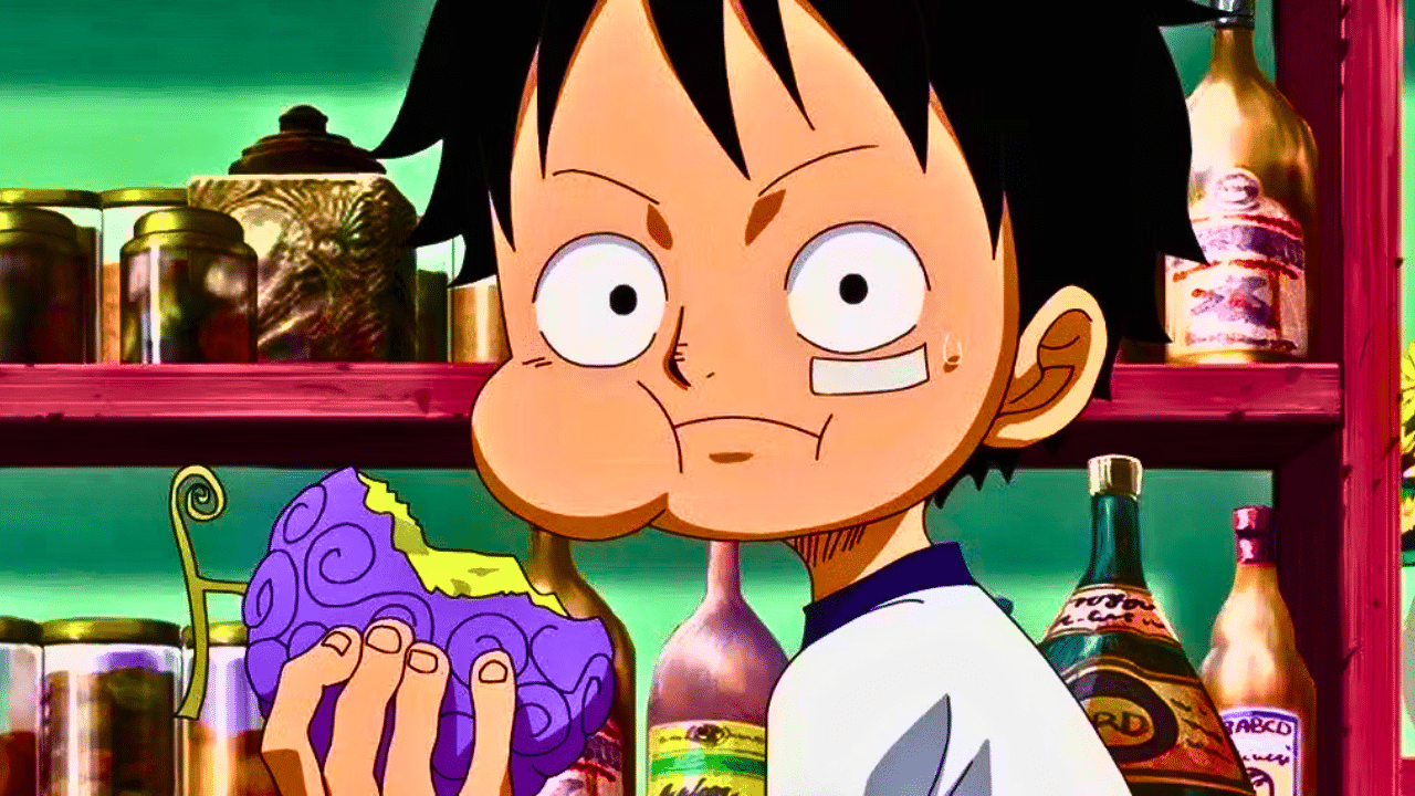 jeune luffy mange son fruit du demon