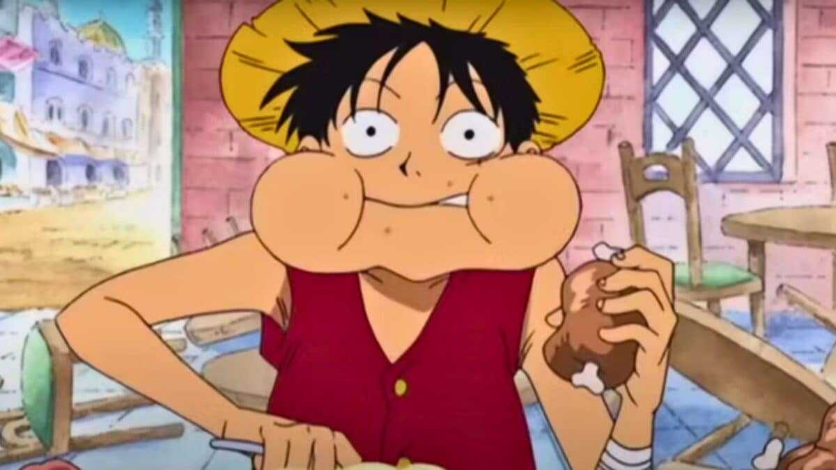 one piece luffy drole mange bouche pleine